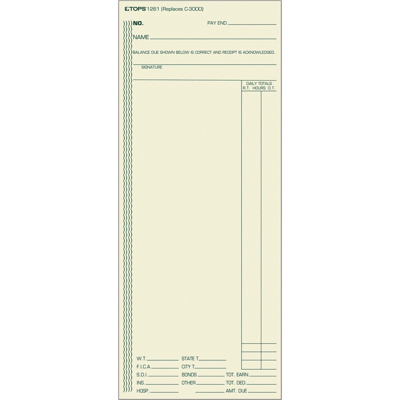 TOPS 1-Sided Weekly Time Cards – TOP1261