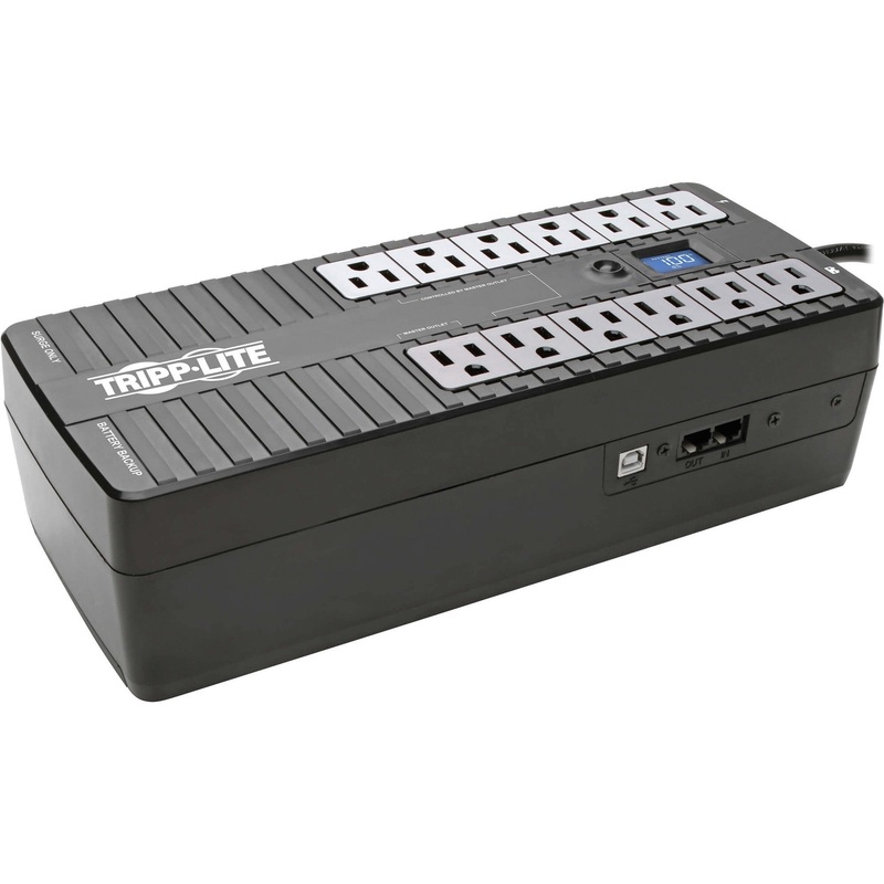 Tripp Lite UPS 850VA 425W Eco Green Battery Back Up LCD 120V USB RJ11 PC 12 Outlet – TRPECO850LCD