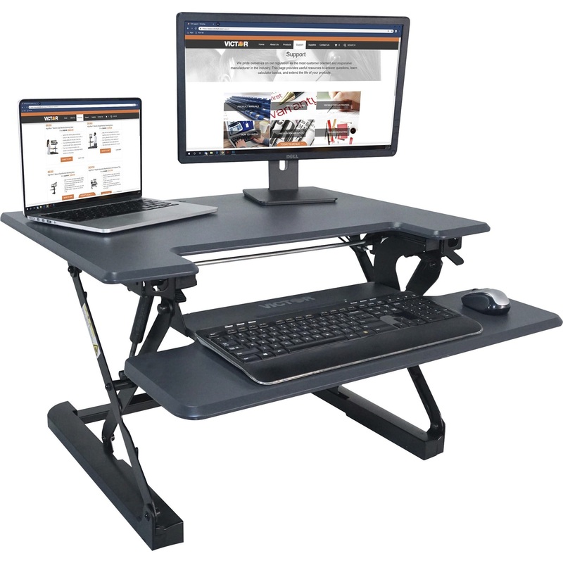 Victor High Rise Height Adjustable Standing Desk with Keyboard Tray (31 , Gray) – VCTDCX710G