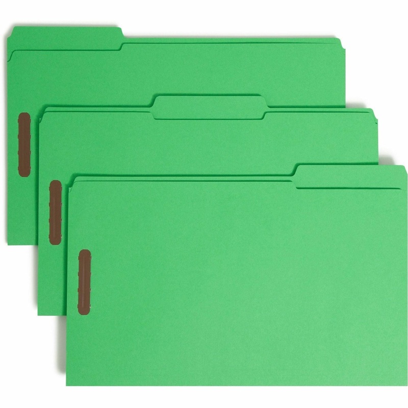 Smead Colored 1/3 Tab Cut Legal Recycled Fastener Folder – SMD17140