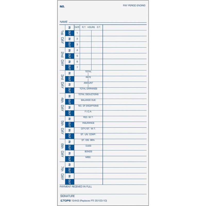 TOPS One-Side Weekly Time Cards – TOP12443