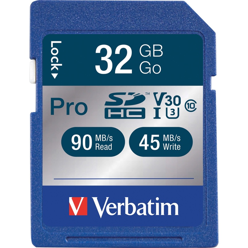 Verbatim 32GB Pro 600X SDHC Memory Card, UHS-1 U3 Class 10 – VER98047