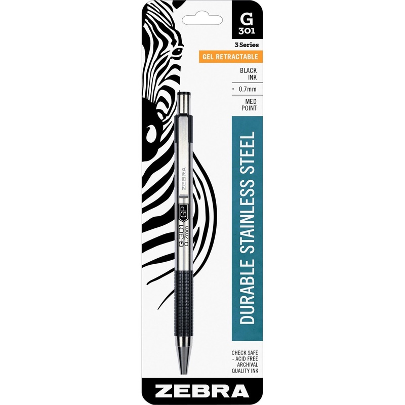 Zebra STEEL 3 Series G-301 Retractable Gel Pen – ZEB41311