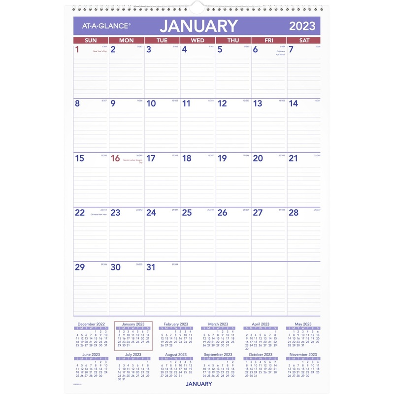 At-A-Glance Write-on/Wipe-off Laminated Monthly Wall Calendar – AAGPMLM0328