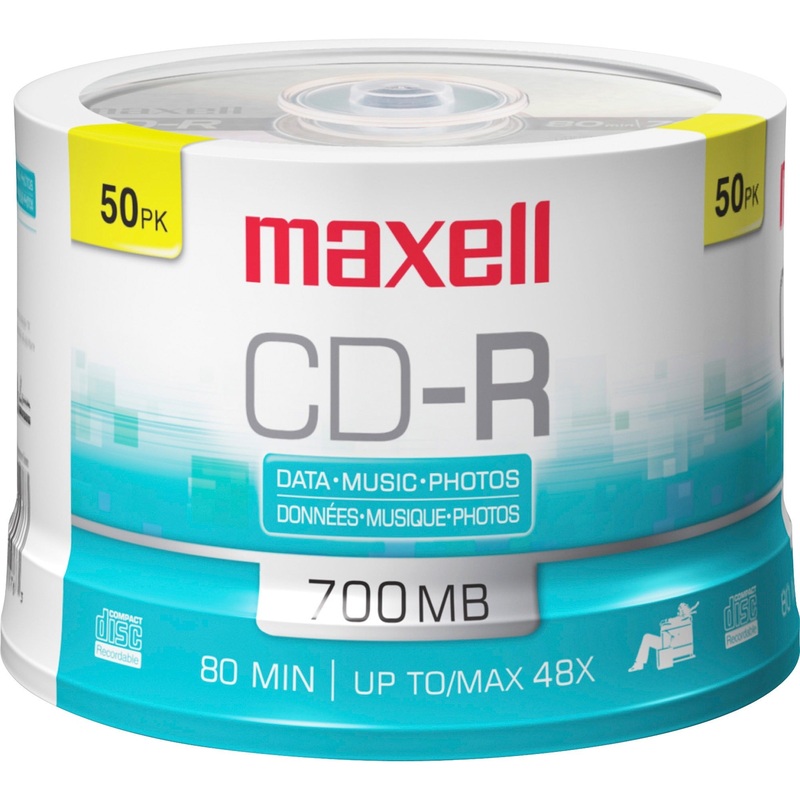 Maxell CD Recordable Media – CD-R – 48x – 700 MB – 50 Pack Spindle – MAX648250