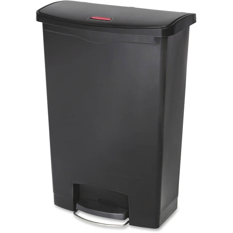 Rubbermaid Commercial Slim Jim Black 24G Front Step Can – RCP1883615