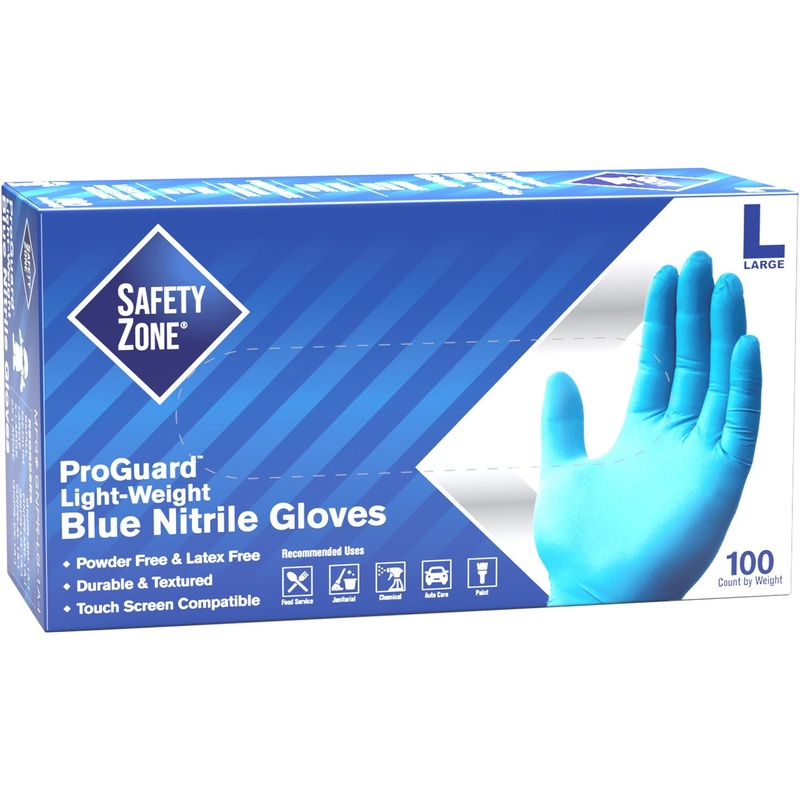 Safety Zone Powder Free Blue Nitrile Gloves – SZNGNPRLG1A