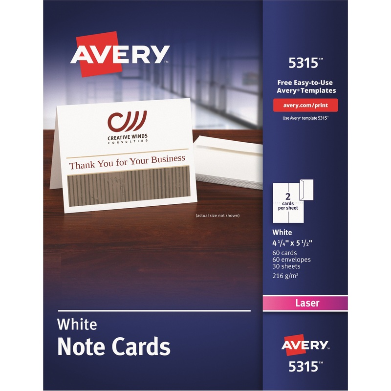 Avery Printable Note Cards, Two-Sided Printing, 4-1/4 x 5-1/2 , 60 Cards (5315) – AVE5315