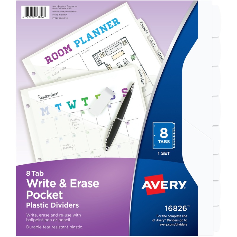 Avery Write & Erase Pocket Plastic Dividers – AVE16826