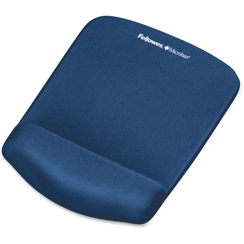 Fellowes PlushTouch Mouse Pad Wrist Rest with Microban – Blue – FEL9287301