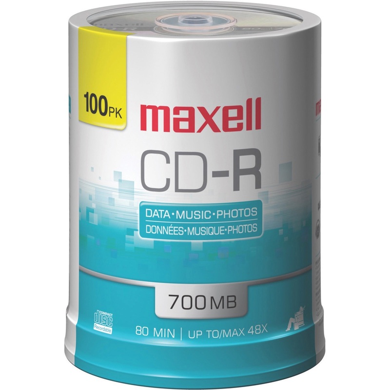 Maxell CD Recordable Media – CD-R – 48x – 700 MB – 100 Pack Spindle – MAX648200
