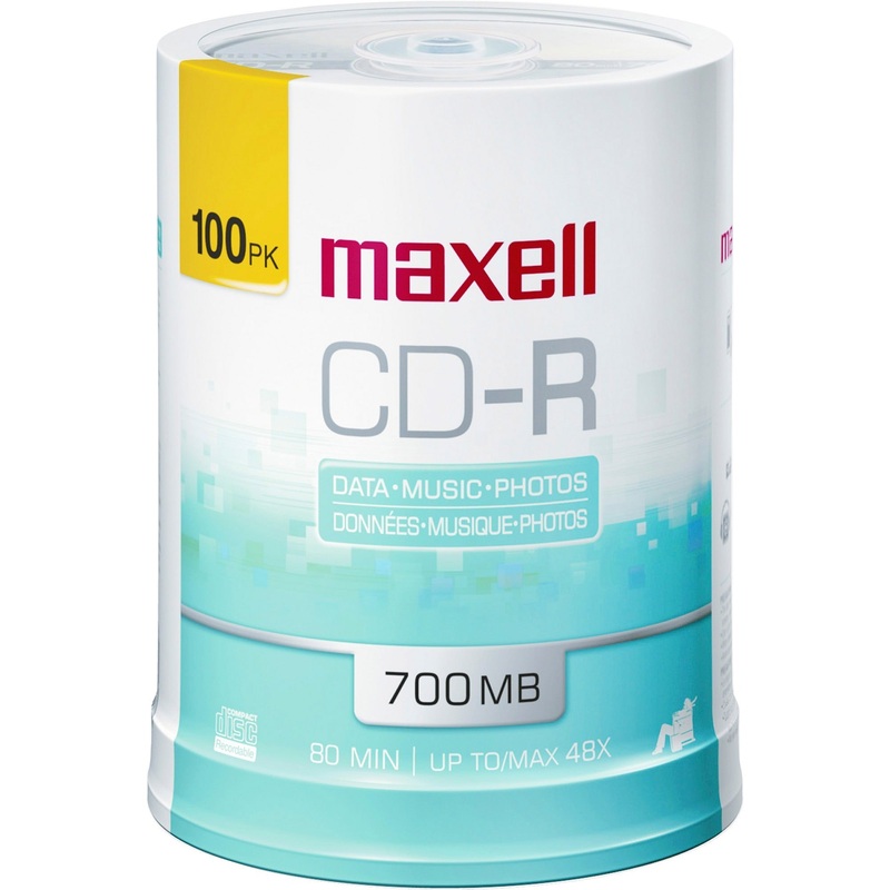 Maxell CD Recordable Media – CD-R – 48x – 700 MB – 100 Pack Spindle – MAX648720