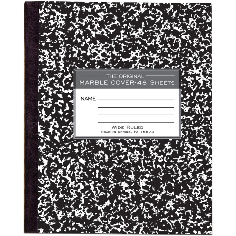 Roaring Spring Wide Ruled Flexible Cover Composition Book, 8.5 x 7 48 Sheets, Black Marble – ROA77333