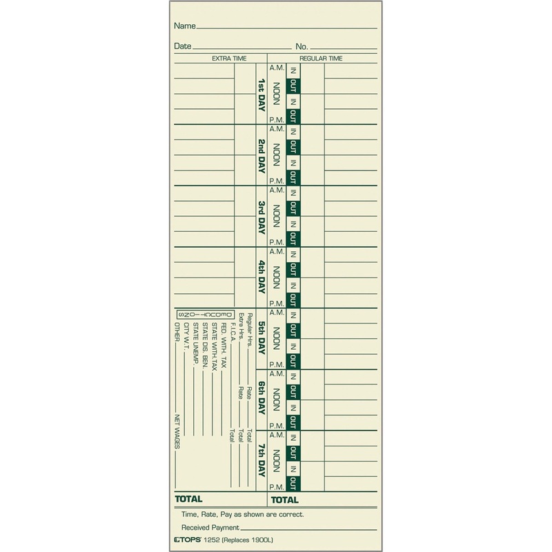 TOPS Manila Stock Weekly Time Cards – TOP1252