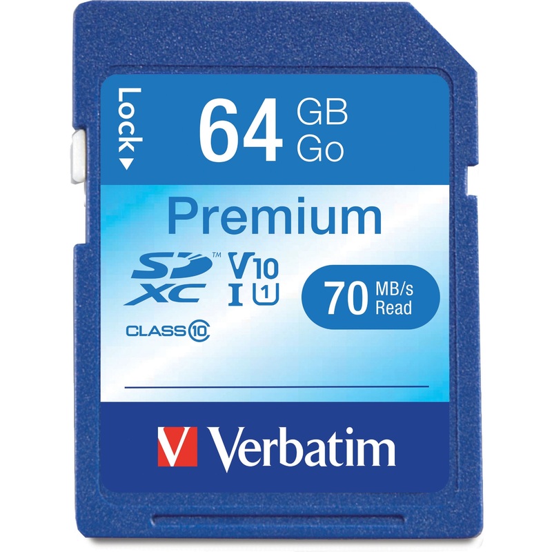 Verbatim 64GB Premium SDXC Memory Card, UHS-I Class 10 – VER44024