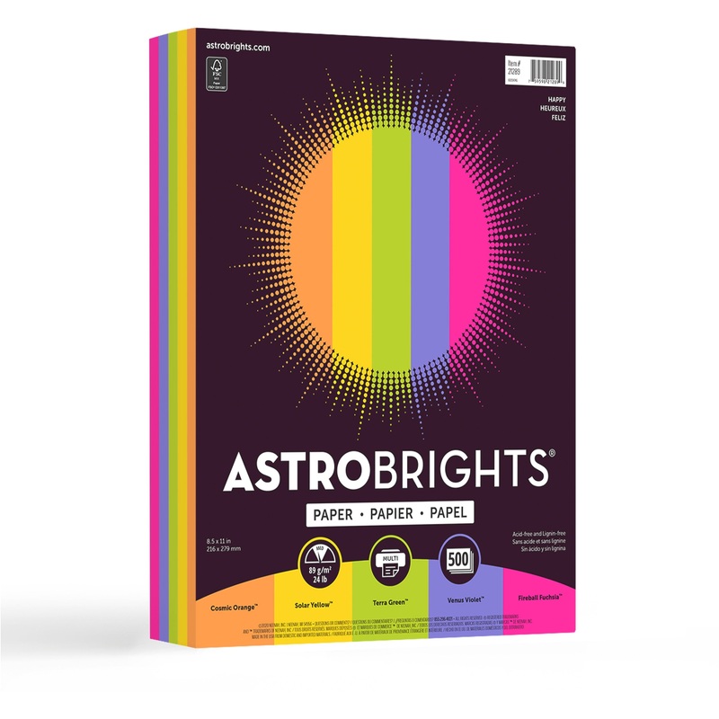 Astrobrights Color Copy Paper Happy , 5 Assorted Colours – WAU21289