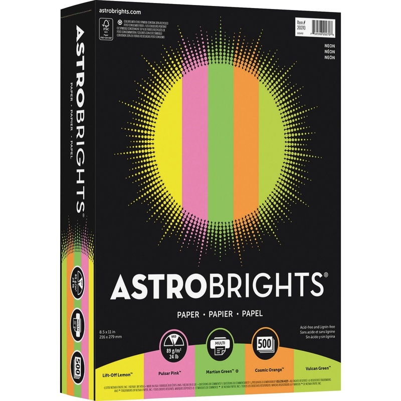 Astrobrights Color Copy Paper – Neon ,  5 Assorted Colours – WAU20270