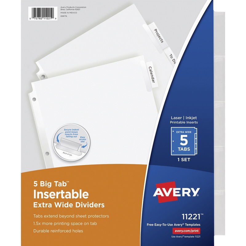 Avery Big Tab Extra-Wide Insertable Dividers – AVE11221