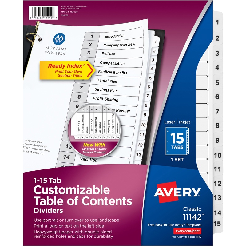 Avery Ready Index Classic Tab Binder Dividers – AVE11142