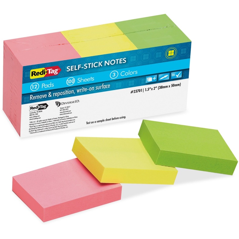 Redi-Tag Self-Stick Recycled Neon Notes – RTG23701