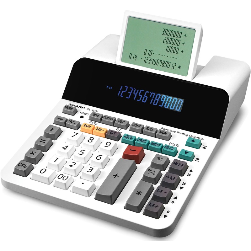 Sharp EL-1901 12 Digit Paperless Printing Calculator – SHREL1901