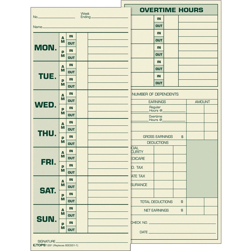 TOPS Monday-Sunday Time Cards – TOP1291