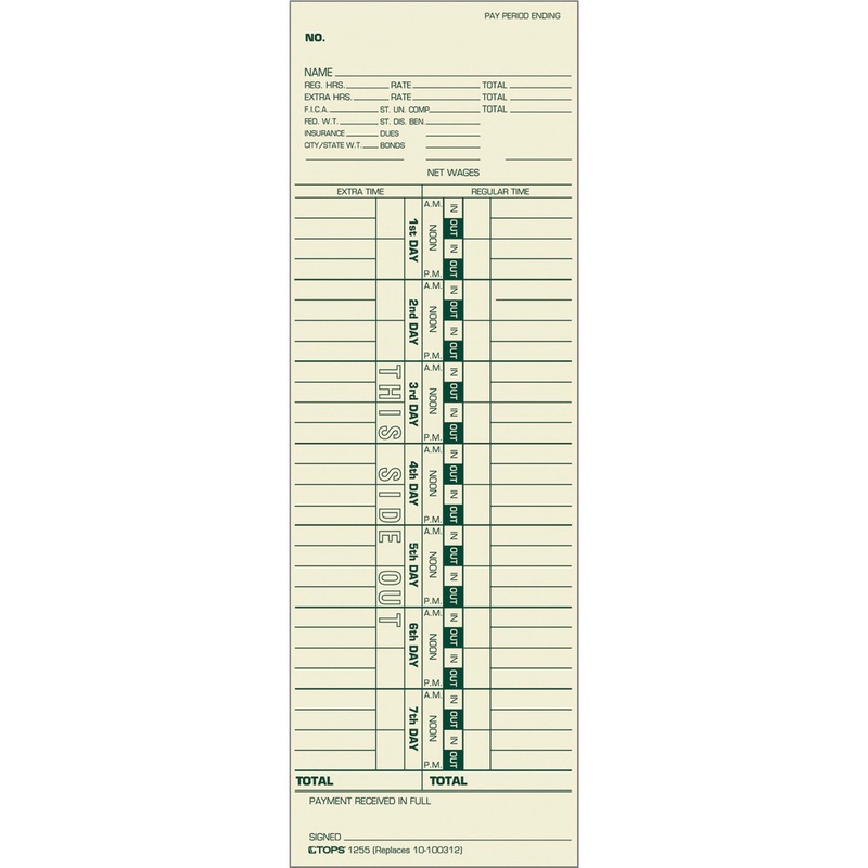 TOPS Weekly One-Sided Time Cards – TOP1255