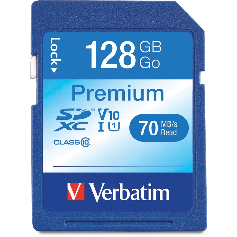 Verbatim 128GB Premium SDXC Memory Card, UHS-I Class 10 – VER44025