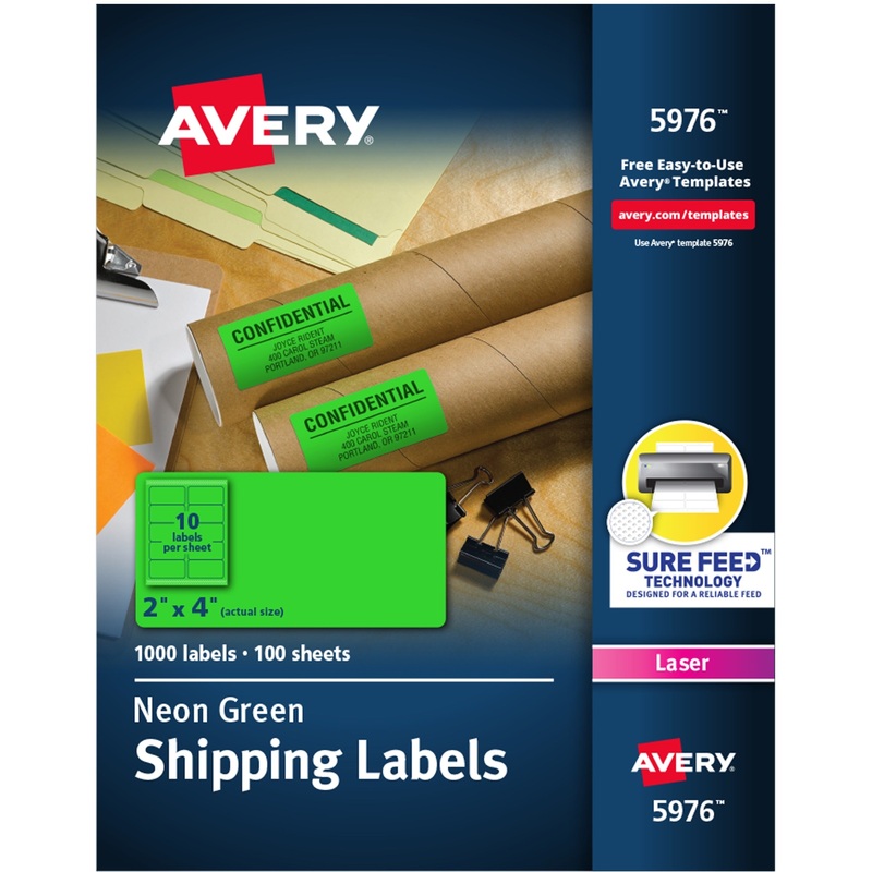 Avery High Visibility Neon Shipping Labels – AVE5976