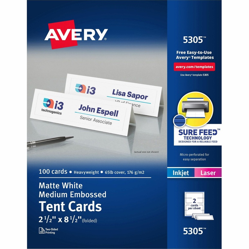 Avery Printable Embossed Tent Cards – Uncoated – 2-Sided Printing – AVE5305