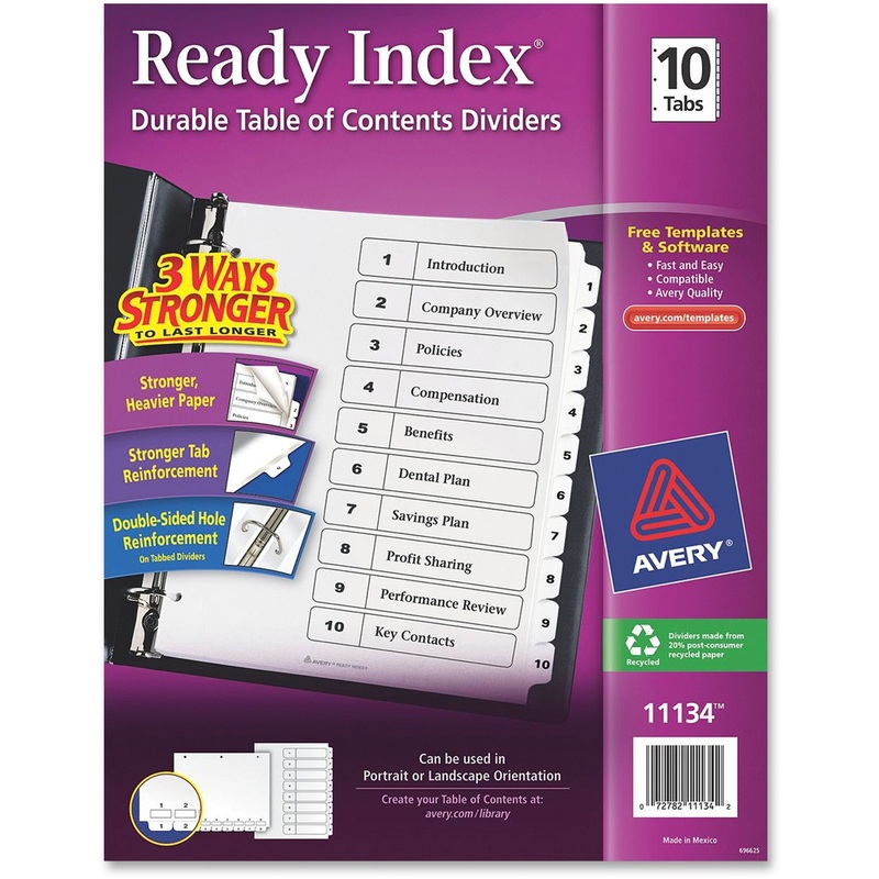 Avery Ready Index Classic Tab Binder Dividers – AVE11134