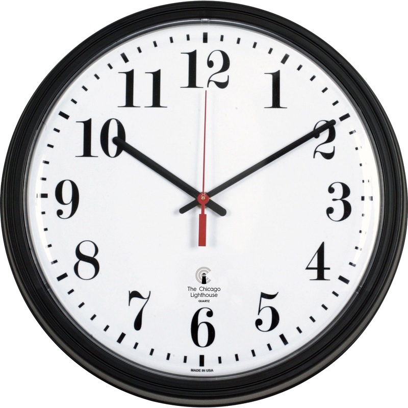 Chicago Lighthouse 13.75 Black Contract Commercial/Residential Quartz Movement Wall Clock – ILC67700002