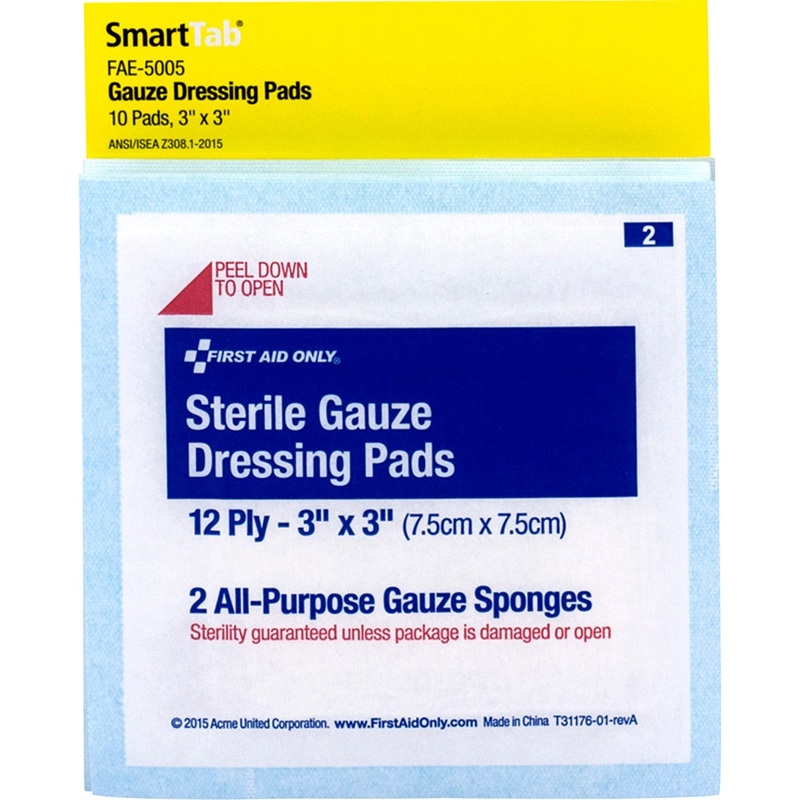 First Aid Only Sterile Gauze Dressing Pads – FAOFAE5005