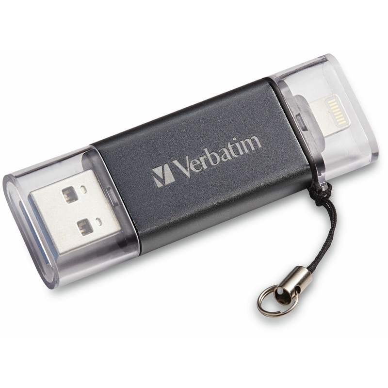 64GB Store ‘n’ Go Dual USB 3.0 Flash Drive for Apple Lightning Devices – Graphite – VER49301
