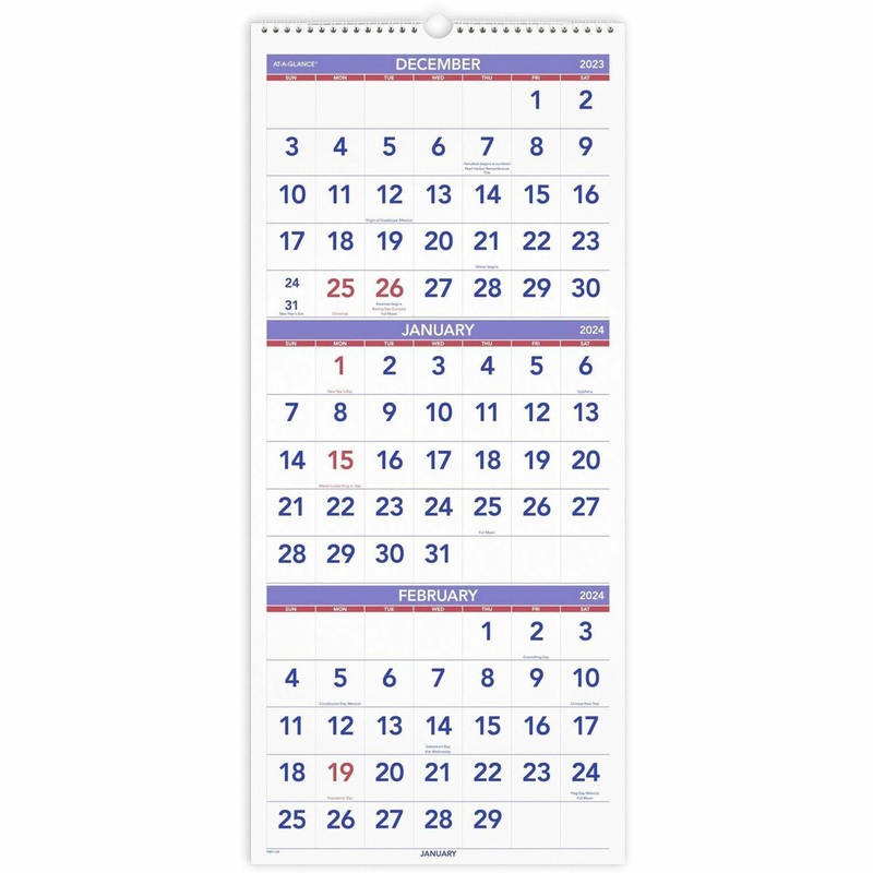At-A-Glance 3 Month Reference Wall Calendar – AAGPM1128