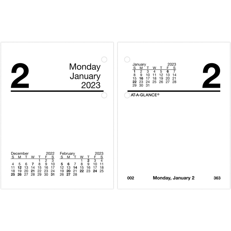 At-A-Glance Compact Daily Desk Calendar Refill with Tabs – AAGE91950