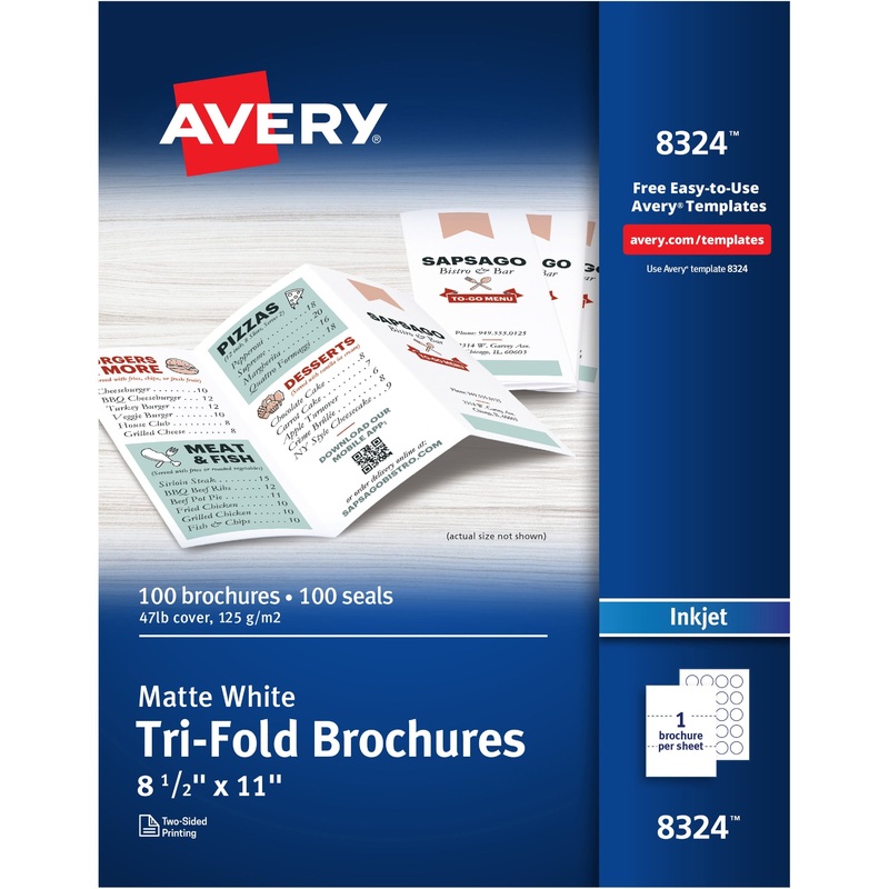 Avery Tri-Fold Brochures – 2-Sided Printing – AVE8324