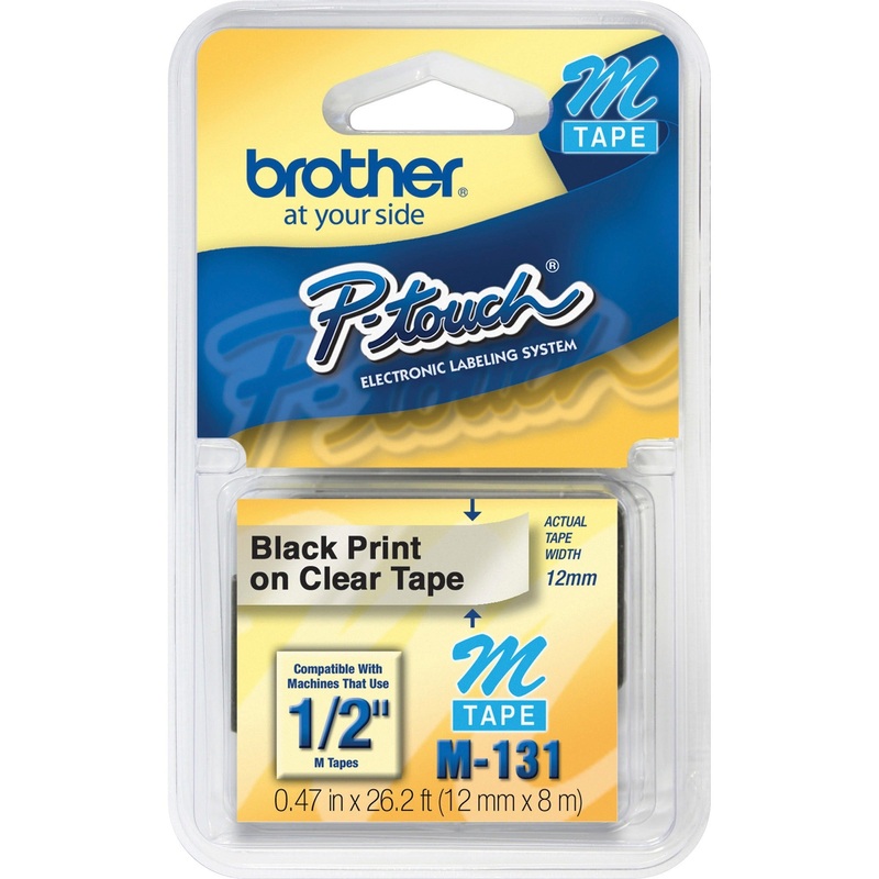Brother P-touch System 1/2 Black on Clear M Tape – BRTM131