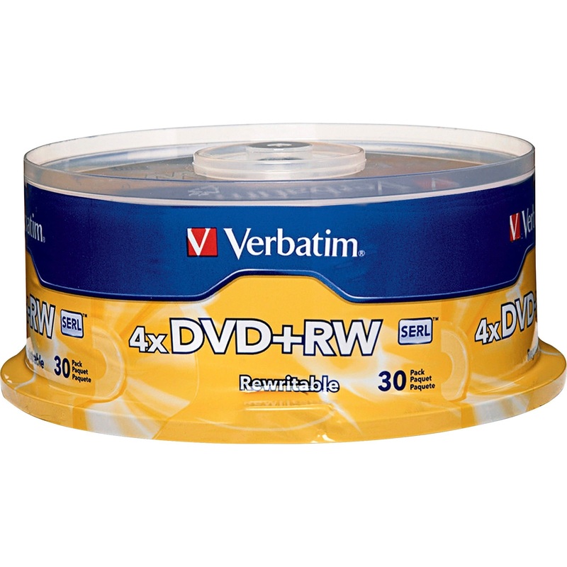 Verbatim 94834 DVD Rewritable Media – DVD+RW – 4x – 4.70 GB – 30 Pack Spindle – VER94834