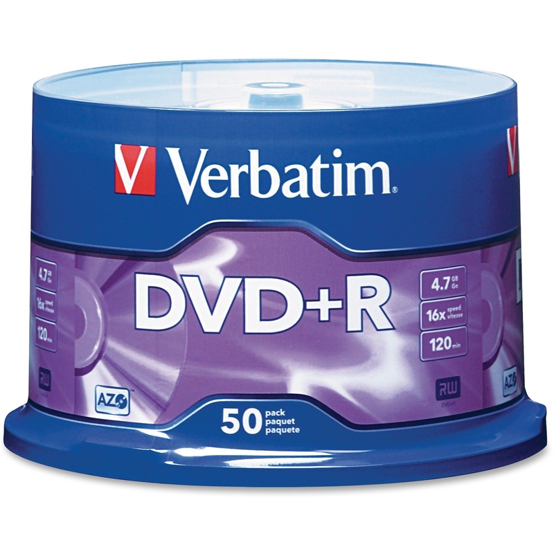 Verbatim AZO DVD+R 4.7GB 16X with Branded Surface – 50pk Spindle – VER95037