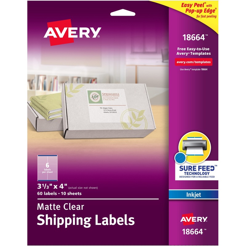 Avery Easy Peel Inkjet Printer Mailing Labels – AVE18664