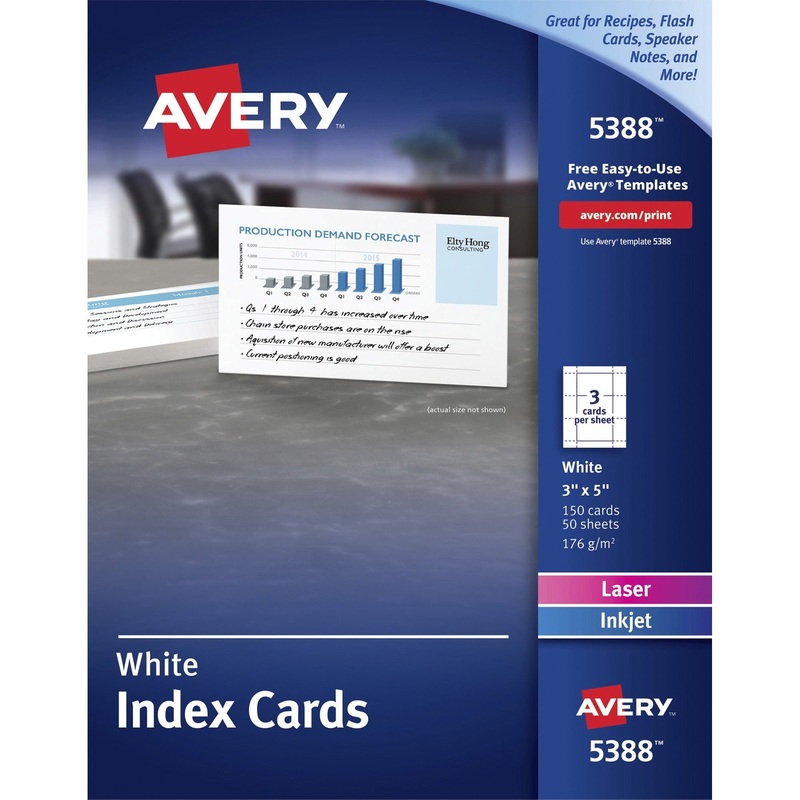 Avery Laser, Inkjet Printable Index Cards – AVE5388
