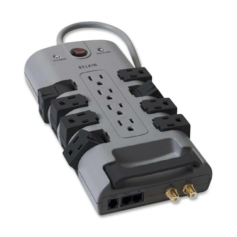 Belkin 12-Outlet Pivot-Plug Surge Protectors – 8 foot Cable – 4320 Joules – BLKBP11223008