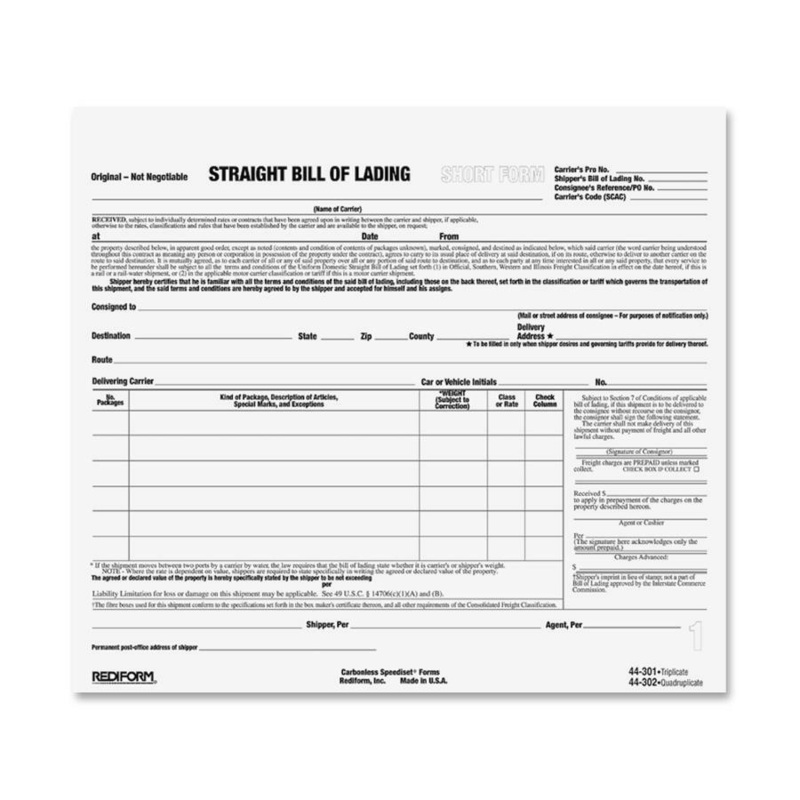 Rediform Snap-A-Way Bill of Lading Forms – RED44301