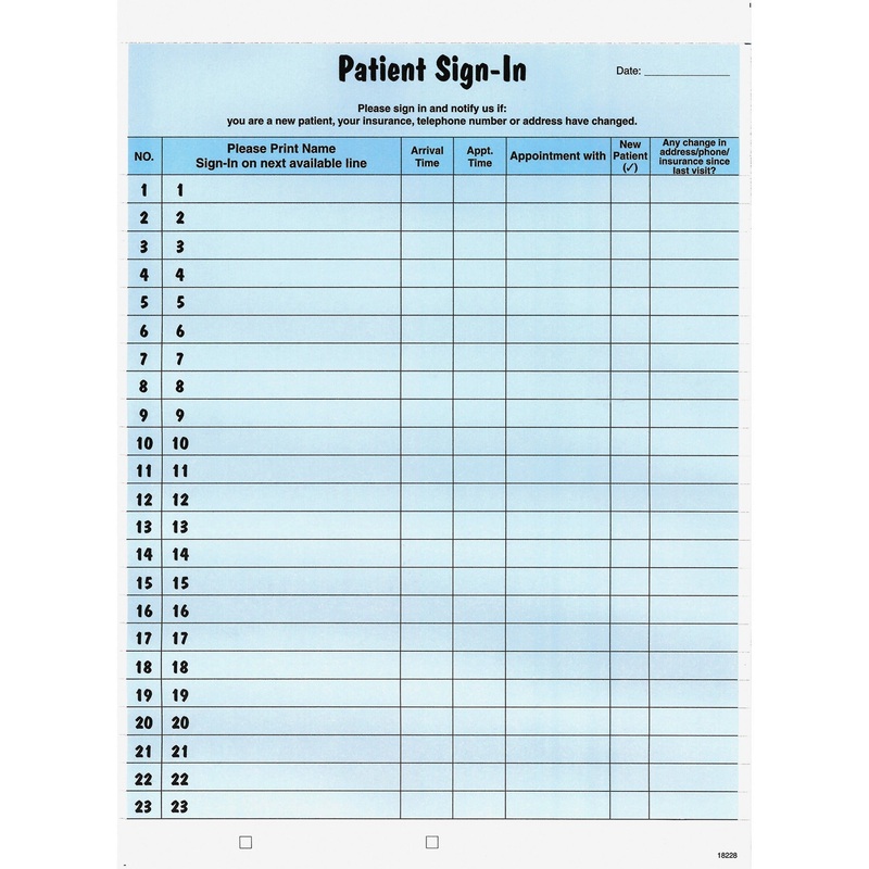 Tabbies Patient Sign-In Label Forms – TAB14531