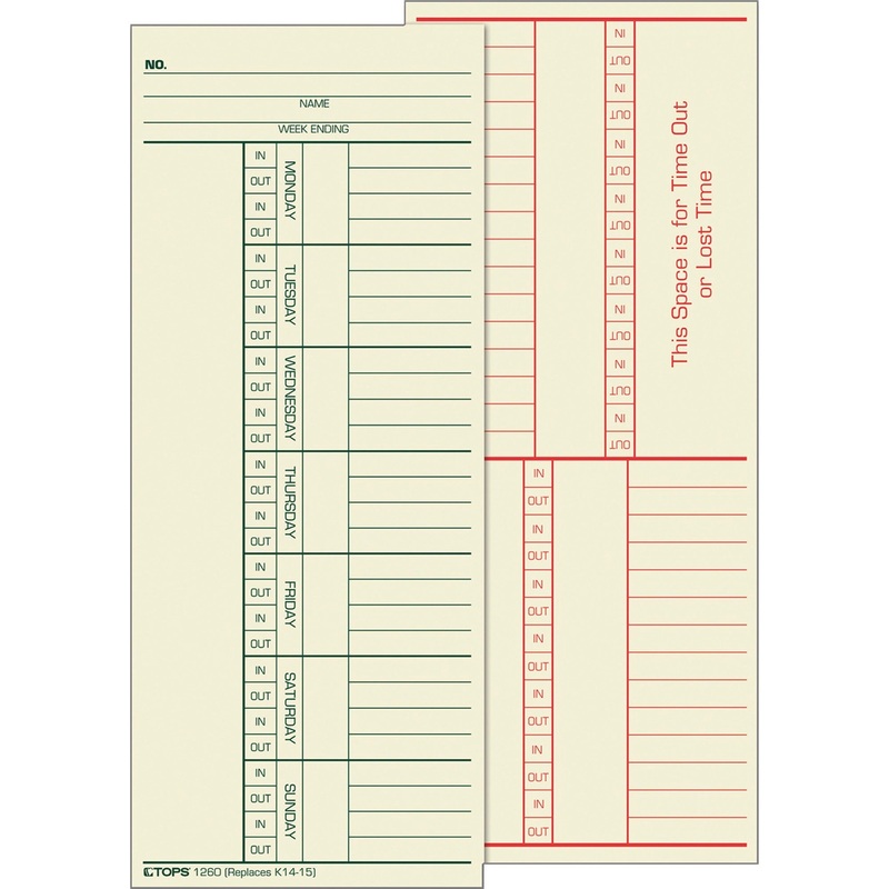 TOPS 2-Sided Weekly Time Cards – TOP1260