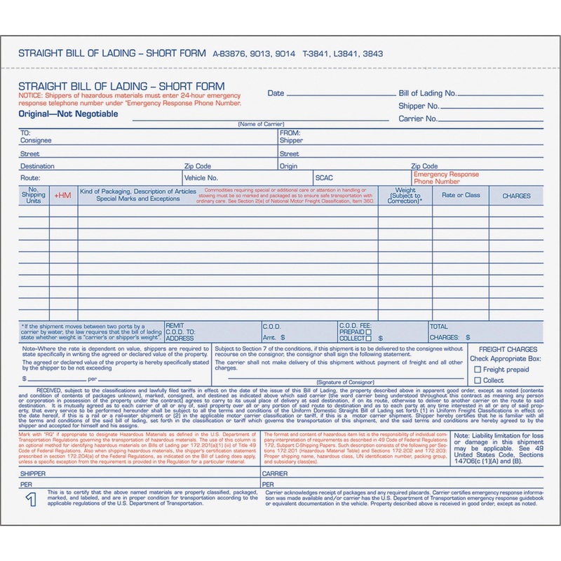 TOPS Bills of Lading Snap-Off Sets – TOP3841