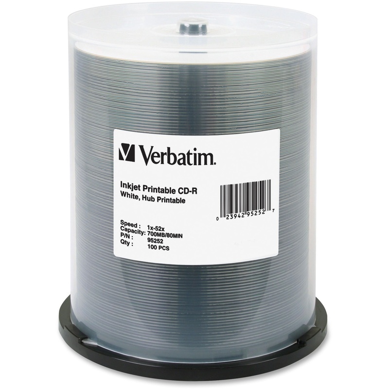 Verbatim 95252 CD Recordable Media – CD-R – 52x – 700 MB – 100 Pack Spindle – VER95252