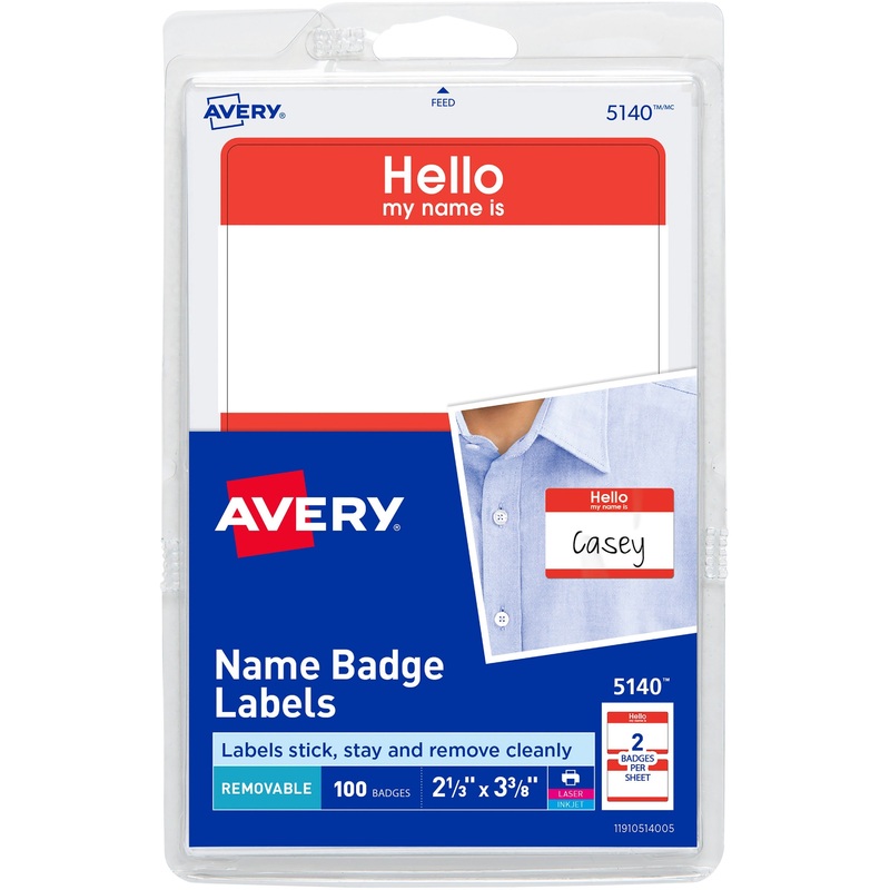 Avery Border Print/Write Hello Name Badges – AVE5140
