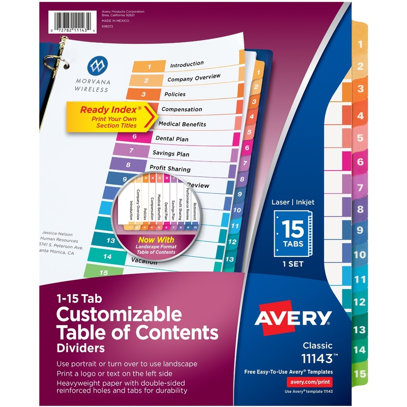 Avery Ready Index Custom TOC Binder Dividers – AVE11143